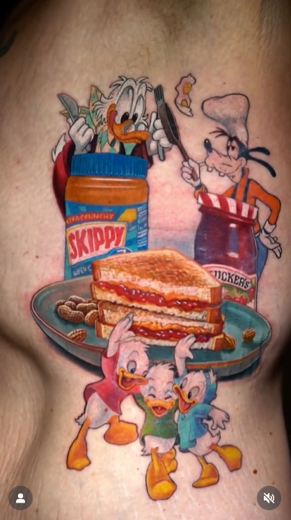 tattoo, Donald Duck, Uncle Scrooge McDuck, DuckTales, Goofy, Three Ducklings, Huey, Dewey, and Louie, Disney