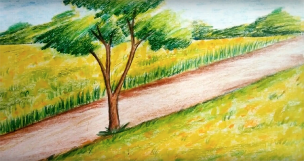 Поэтапное рисование пейзажа для детей