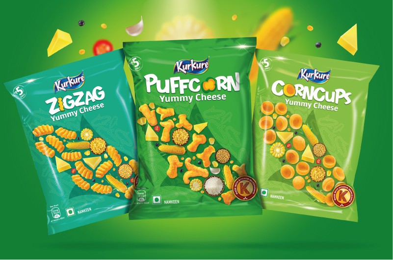 Kurkure Poofcorn, zigzag and corncups packaging