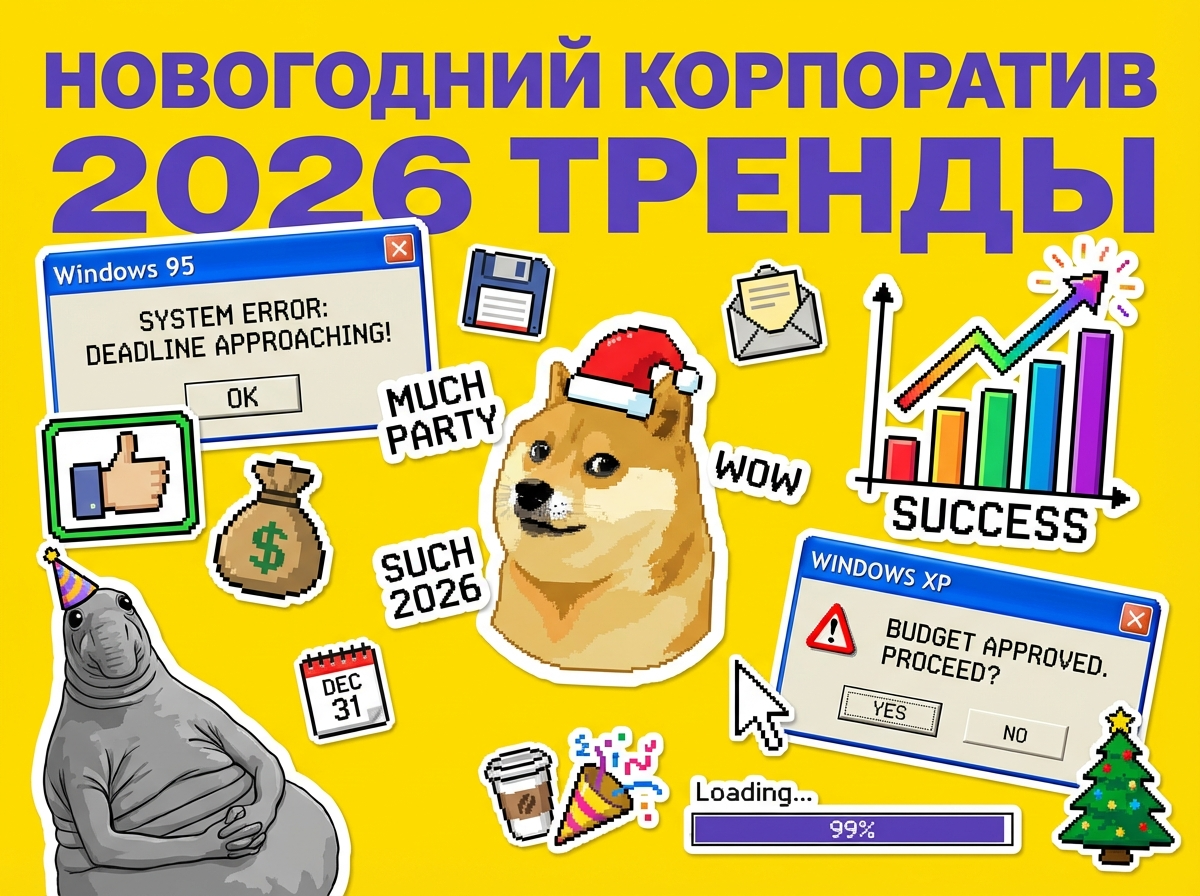 Веселая команда на новогоднем корпоративе с бенгальскими огнями