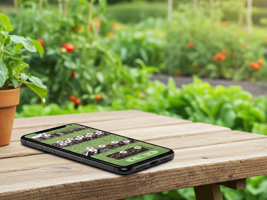 Gardener examining plant leaves with tools and digital device, illustrating custom plant care advice