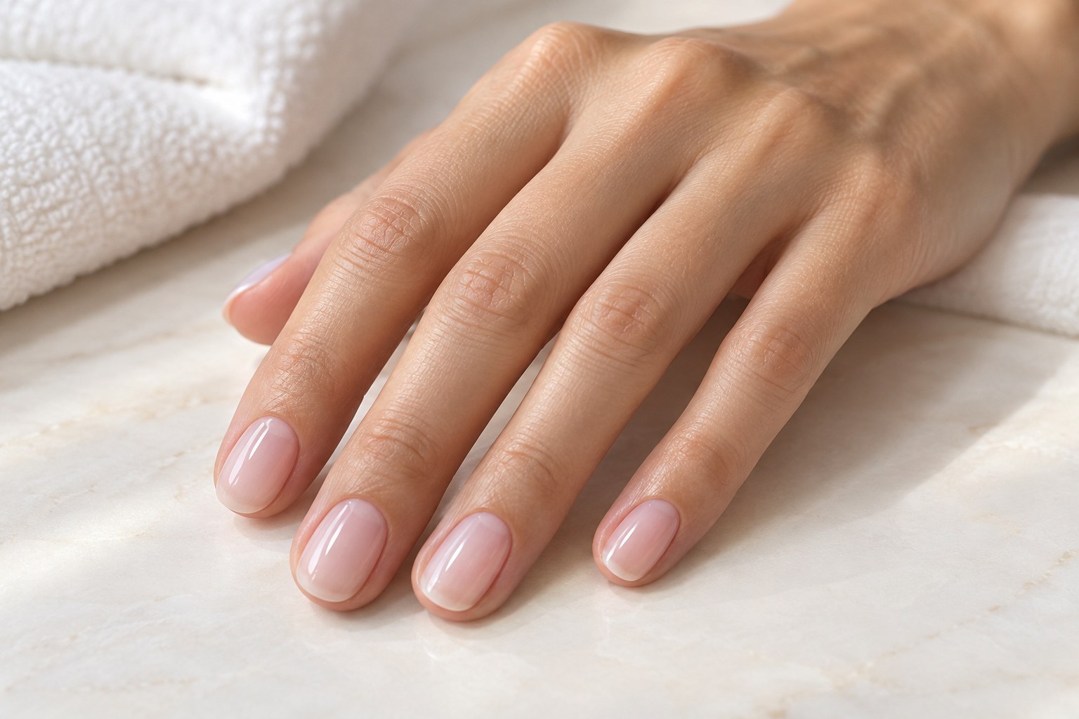 Soap nails — короткие овальные ногти с нежно-розовым глянцевым покрытием