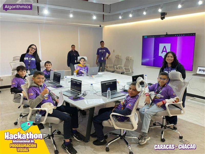 Students from Ecuador and Venezuela participating in an international coding hackathon