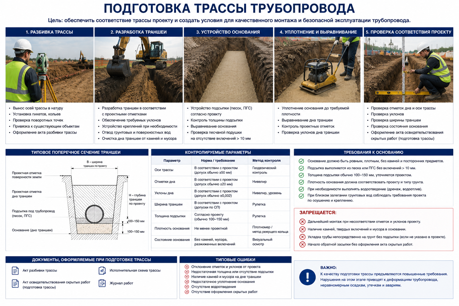 Подготовка трассы трубопровода