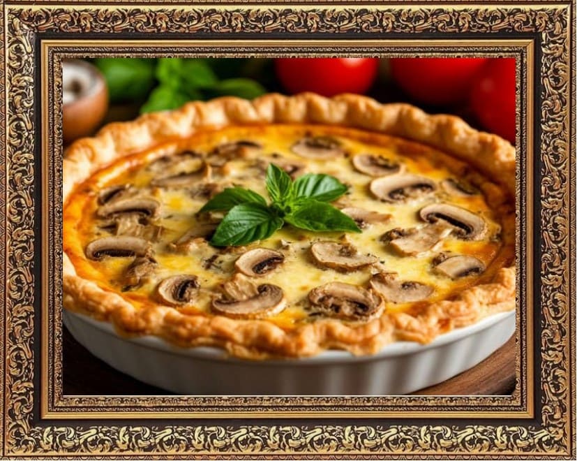 киш с курицей грибами и сыром