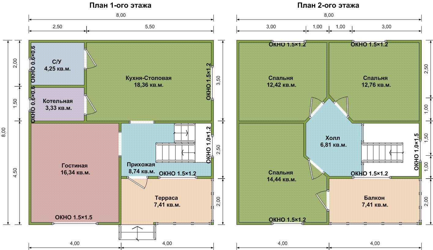 План дома 8х8 двухэтажный