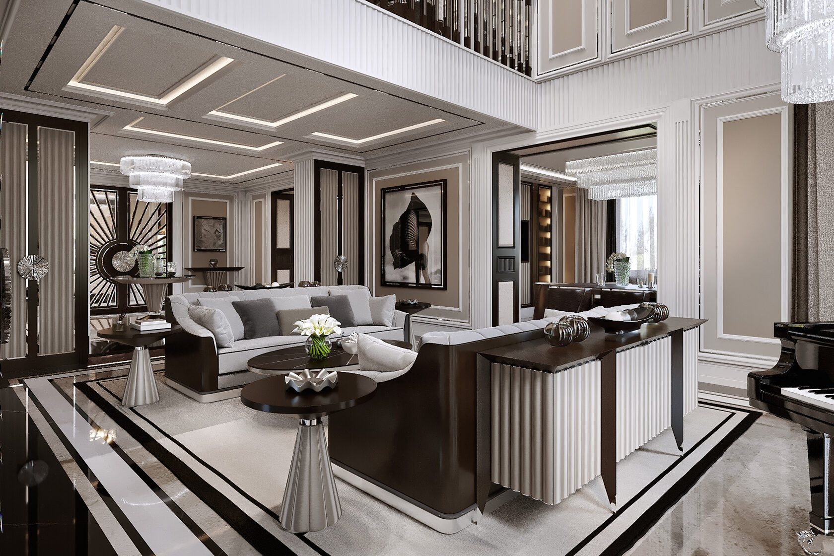 Дизайн интерьера гостиной в стиле ар-деко