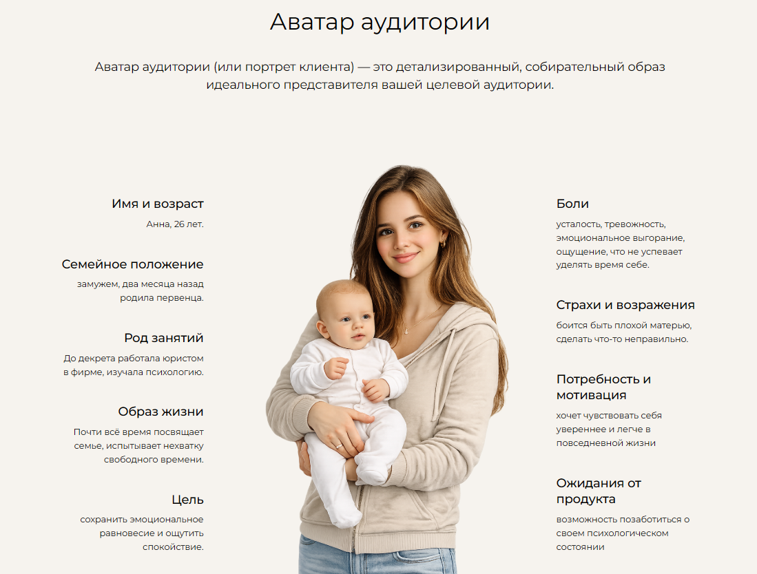 Пример портрета целевой аудитории