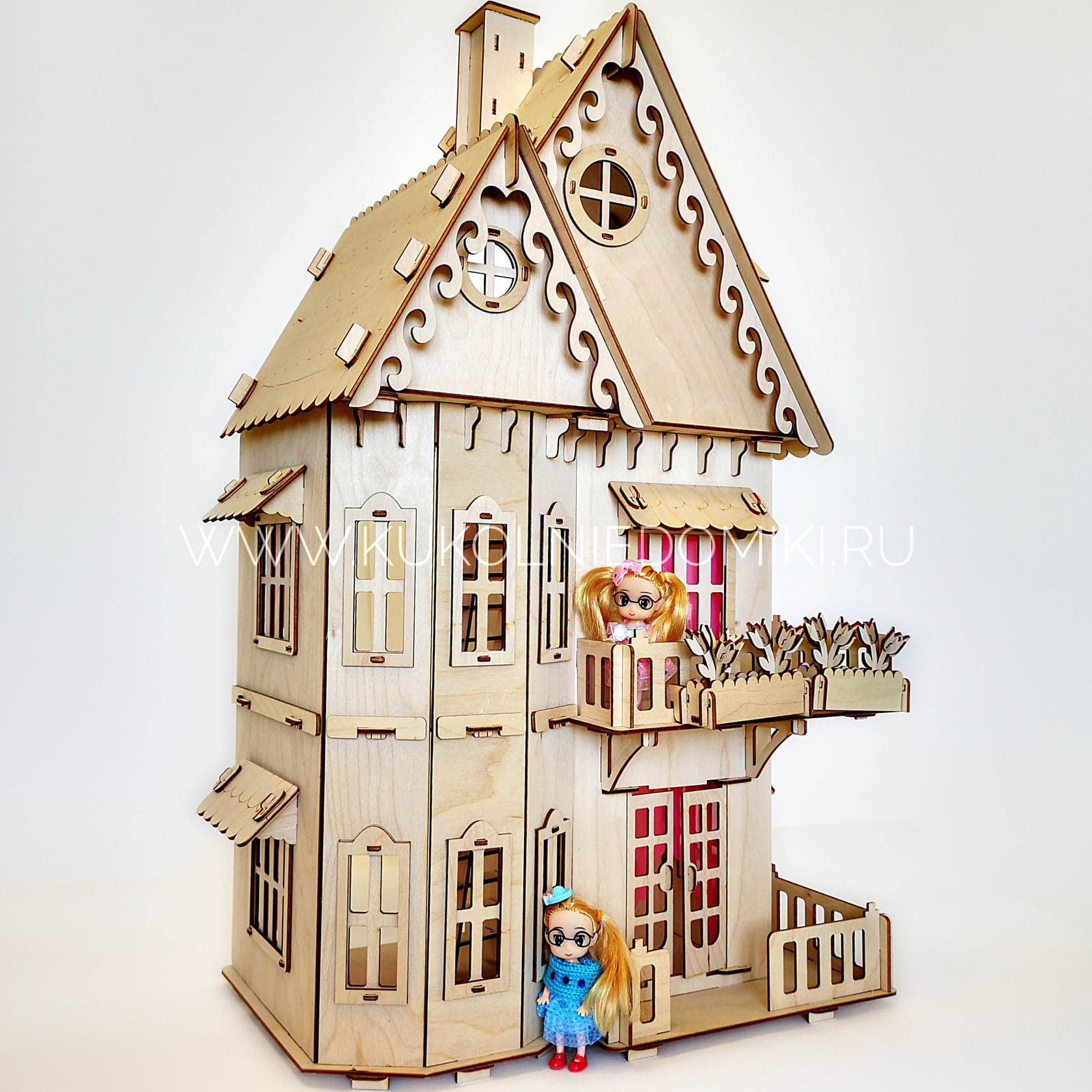 Кукольный домик пластмассовый с мебелью