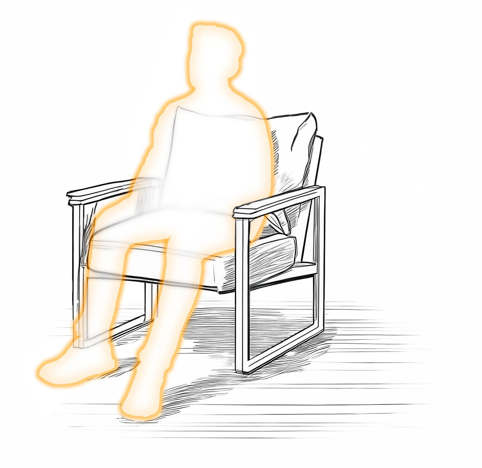 Силуэт человека, сидящего в кресле