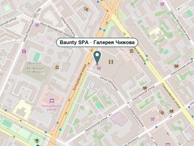 Baunty SPA на карте: Галерея Чижова, ул. Кольцовская, 35