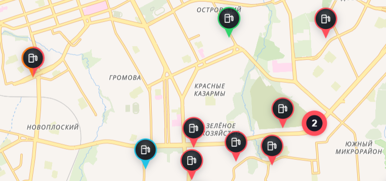 Карта заправок в Перми