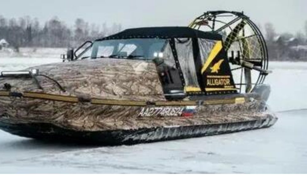 Alligator airboat on ice