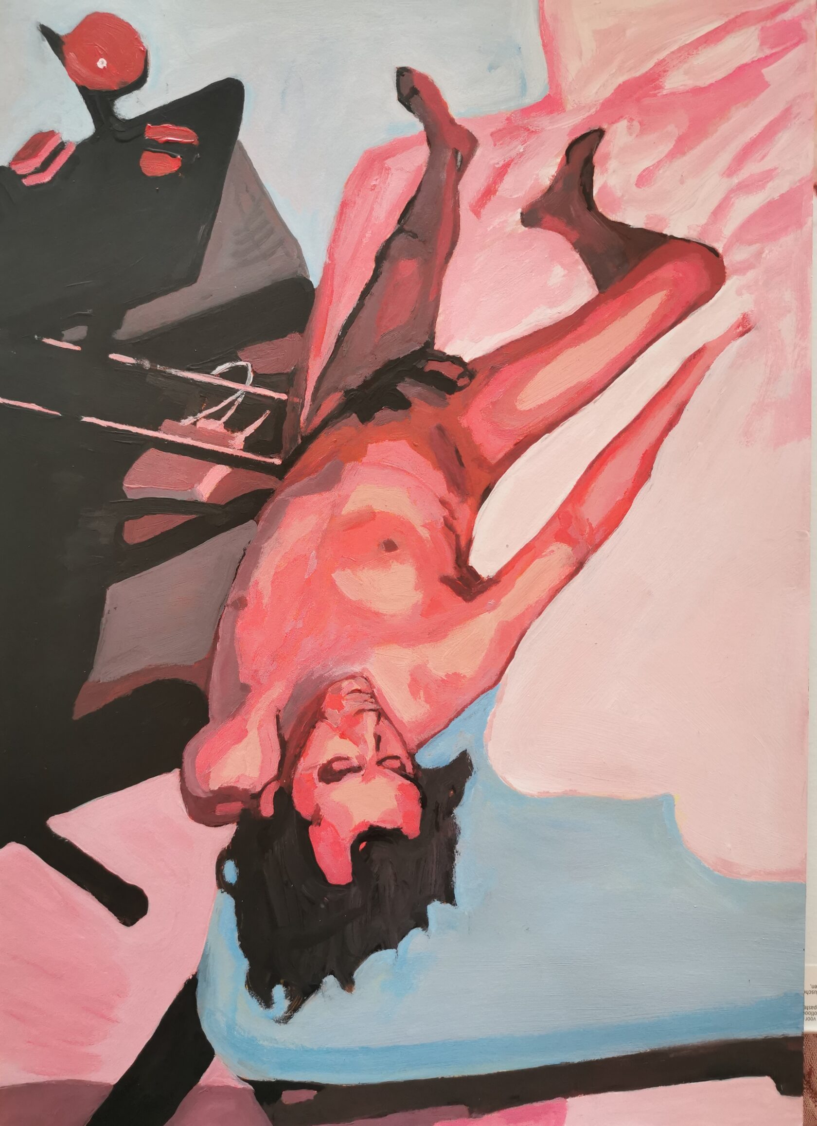 Woman sleeping at an Ikea warehouse, 29.7 x 42 cm