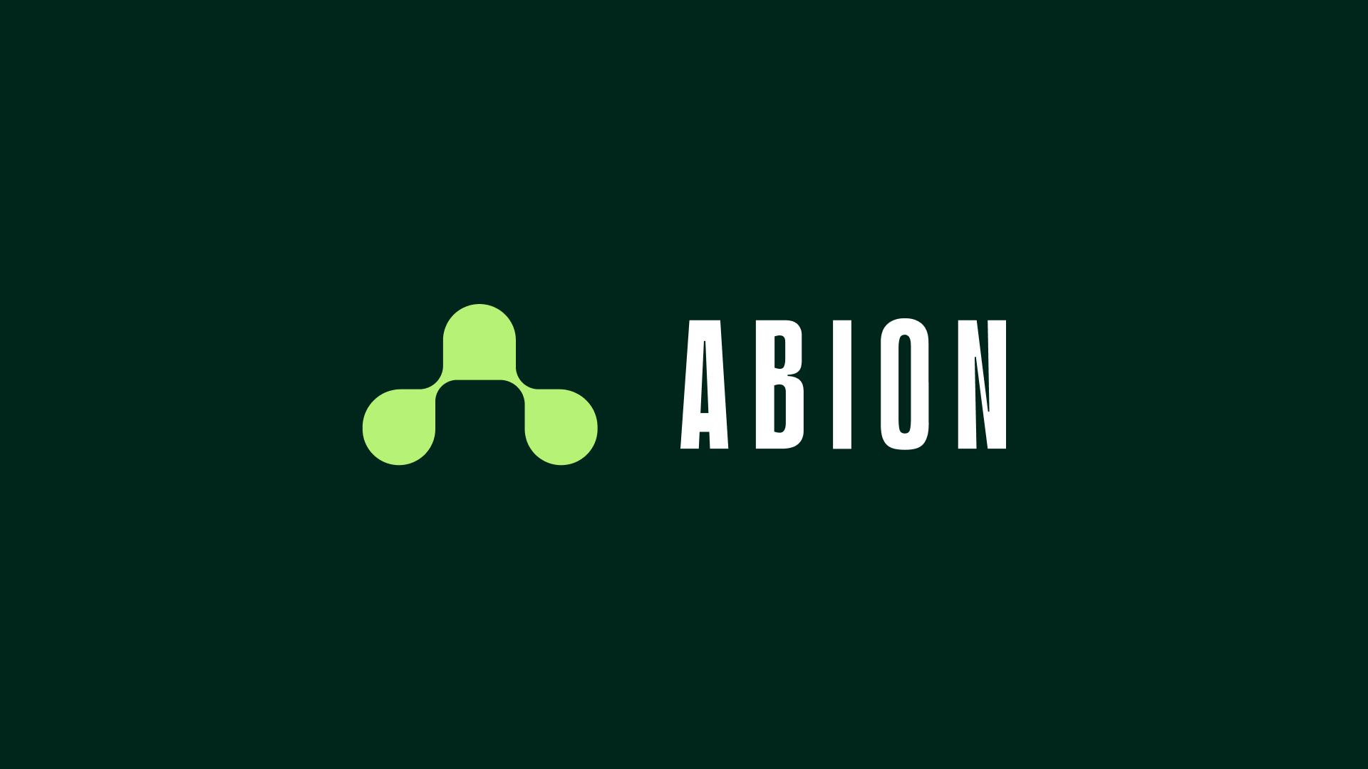 Abion logo and wordmark lockup for agro-science and biotechnology brand identity