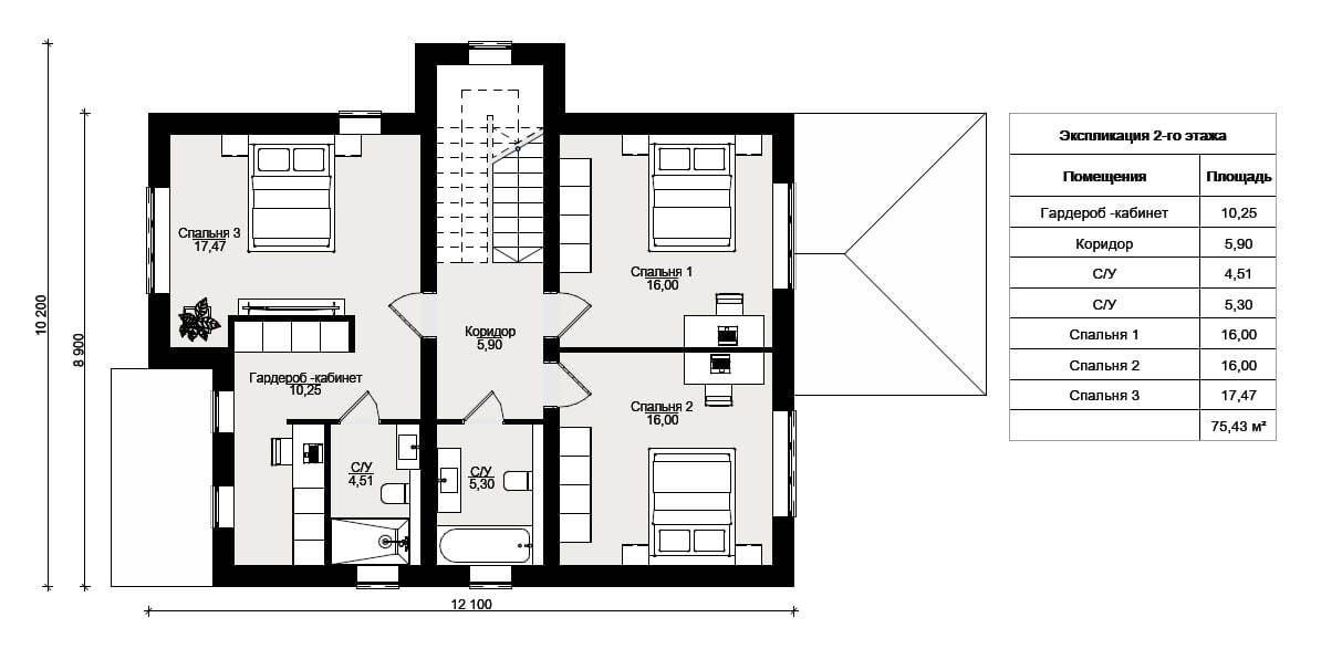 Планировка дома «Преображение», 2 этаж — 160 м²