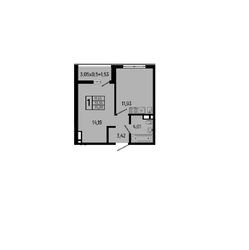 двухкомнатная квартира в Ботаника Хилс