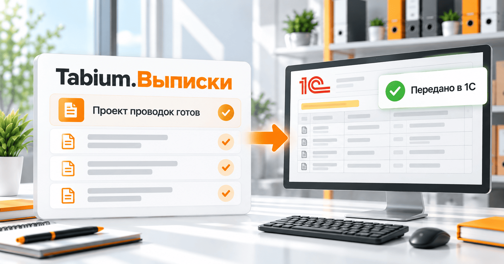 Передача подготовленного проекта проводок из Tabium.Выписки в 1С.