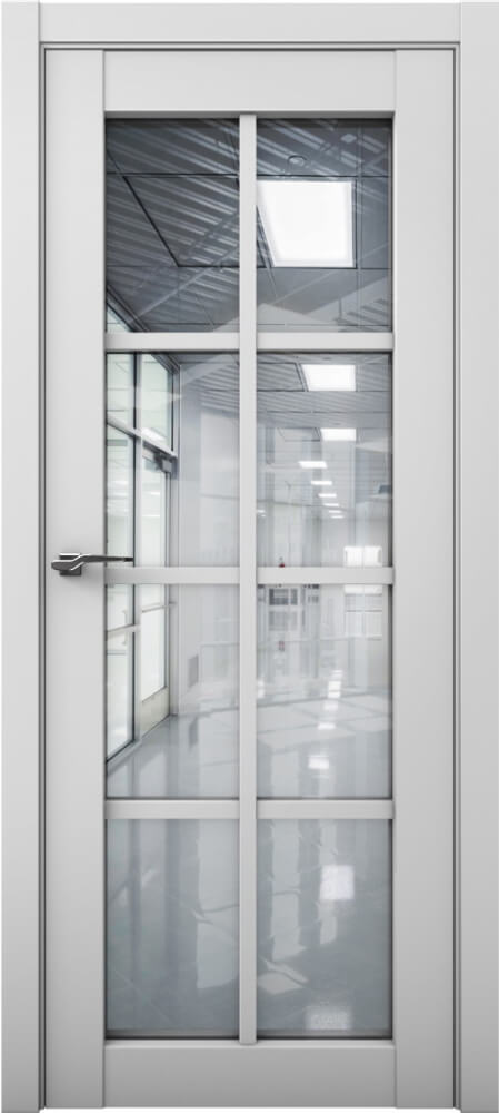 Дверь межкомнатная Parma (Парма) 1222 Остекленная стекло прозрачное зеркало цвет Манхэттен