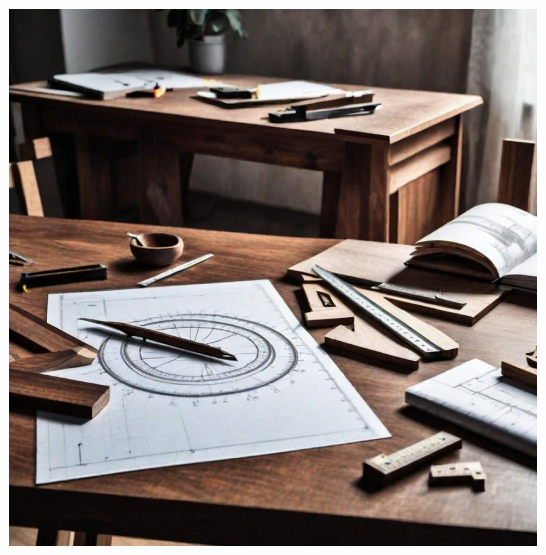 рабочий деревянный стол с линейкой и ручкой