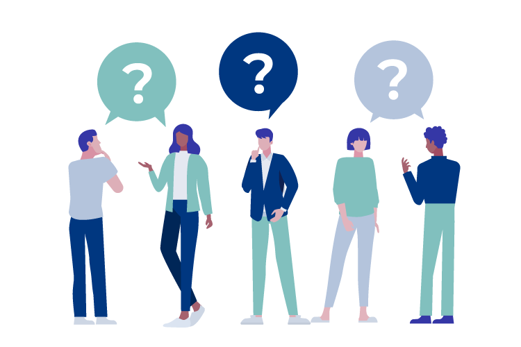 illustration of group of people have questions