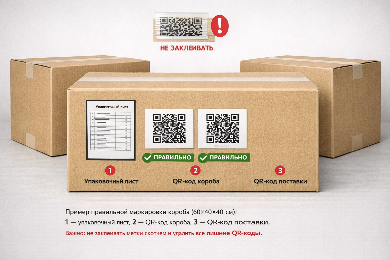 Пример правильной маркировки короба
