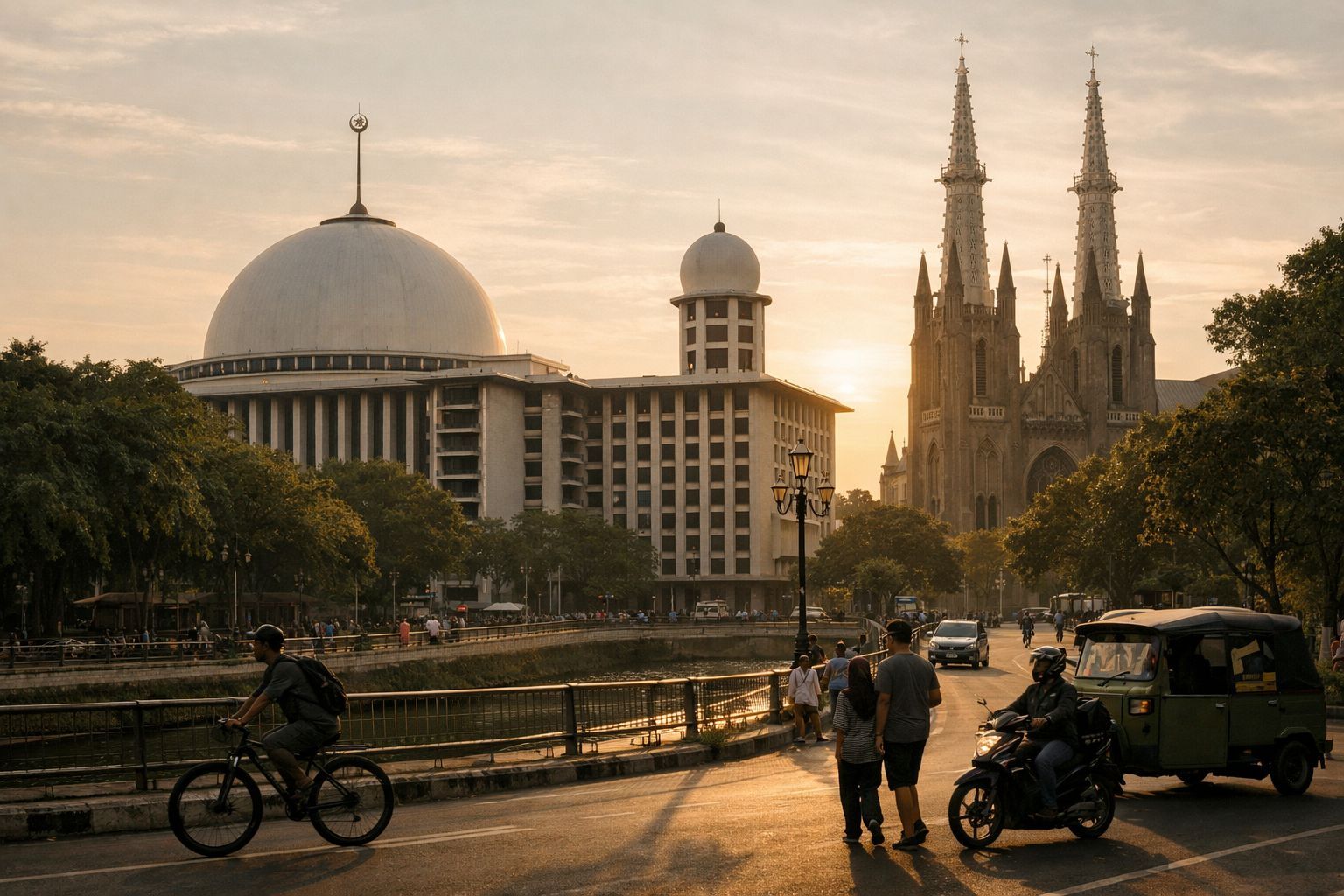 Tambang terbuka raksasa di Papua dengan jalur berundak dan kendaraan tambang, menggambarkan skala besar sumber daya mineral Indonesia
