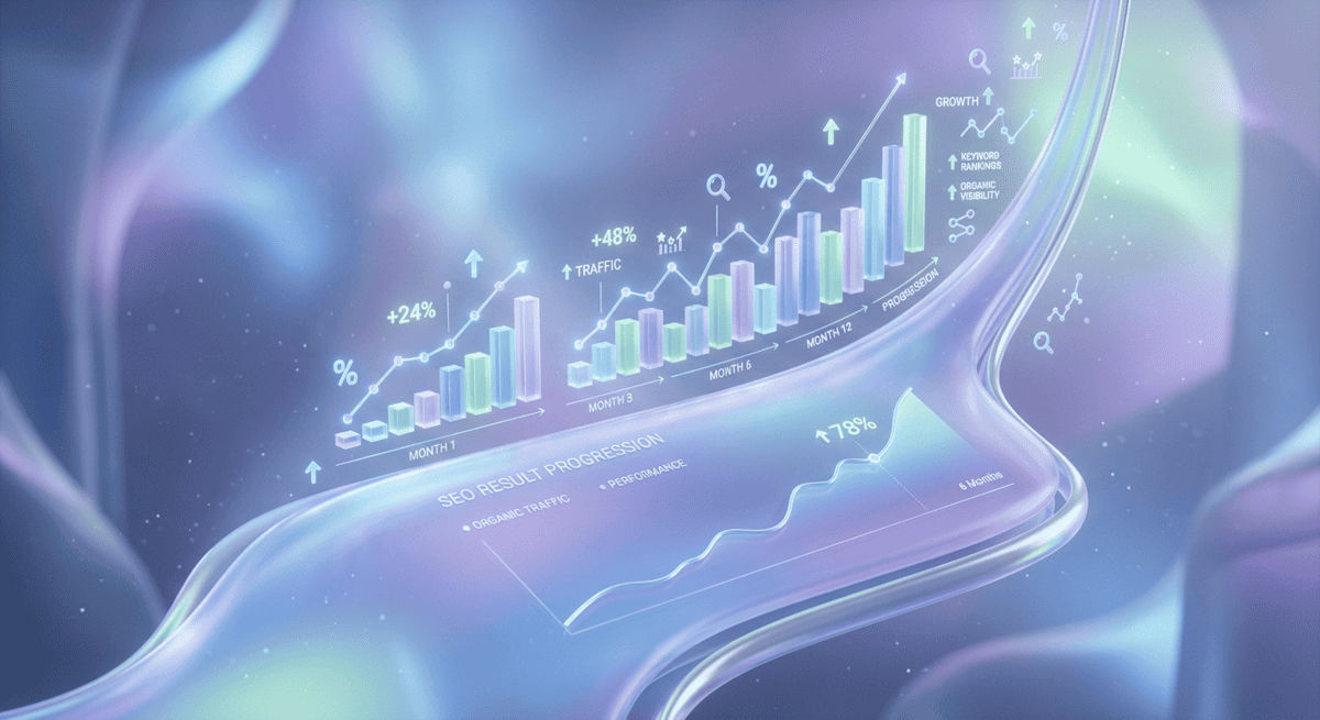 3D-дашборд с графиками и диаграммами, демонстрирующий что такое SEO оптимизация