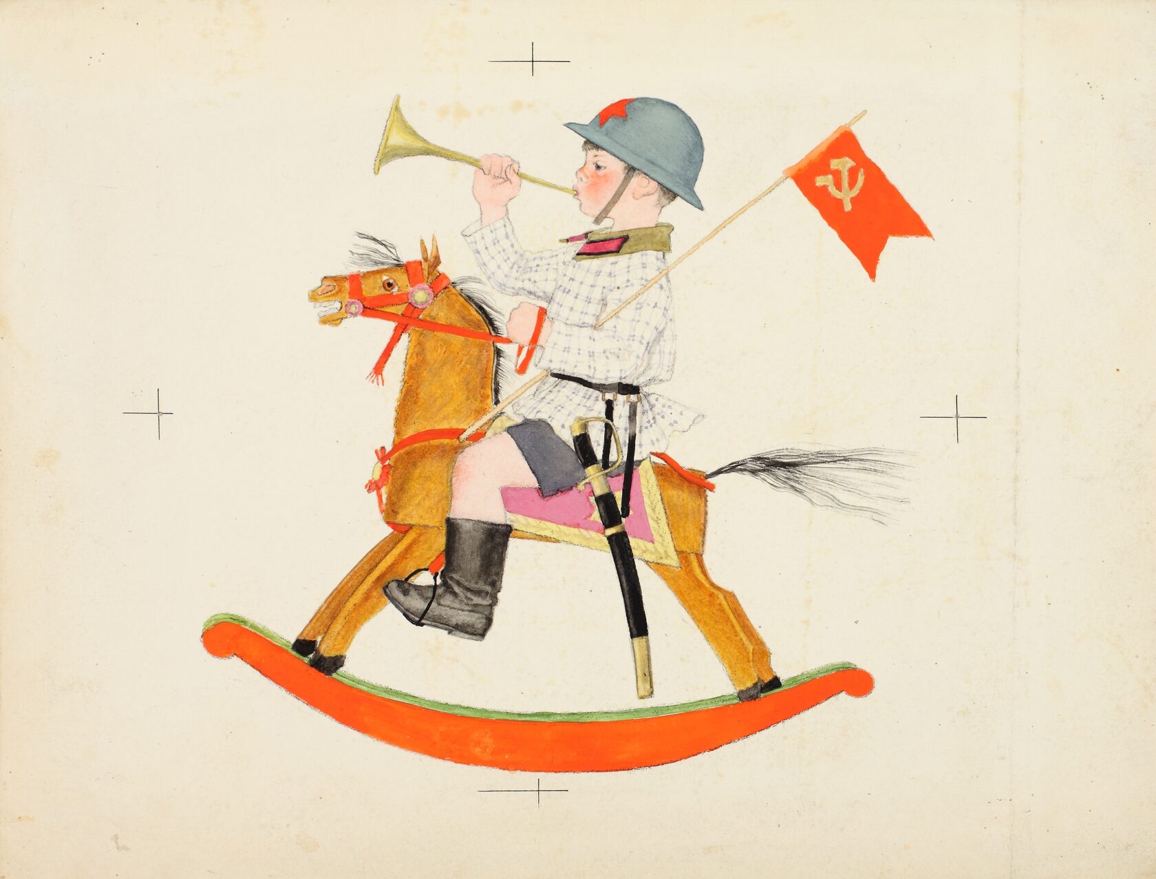 Иллюстрация к стихотворению «Трубач». К циклу стихотворений С.Я. Маршака «Мы военные».1938 