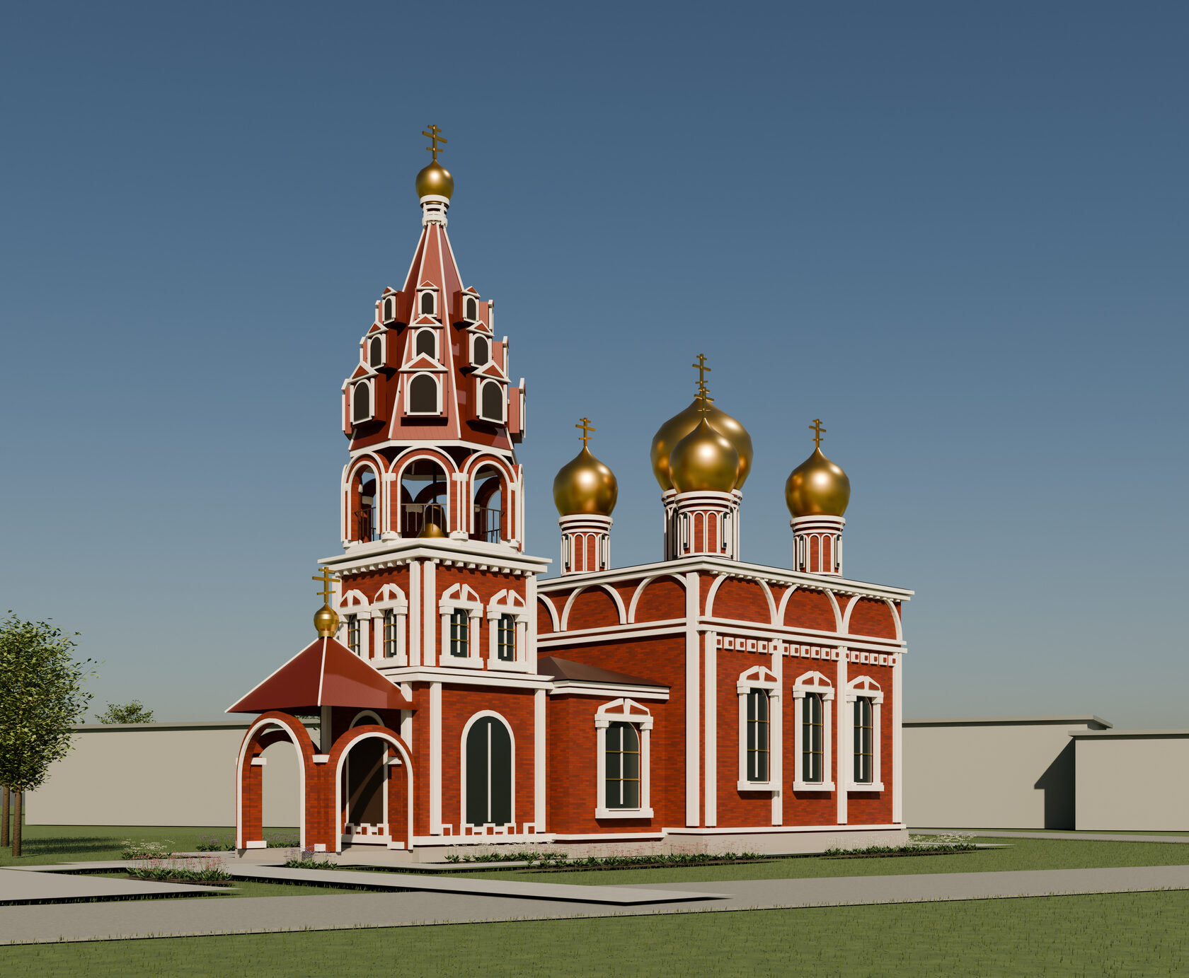 Входное крыльцо и шатровая колокольня Свято-Никольского храма в селе Иска
