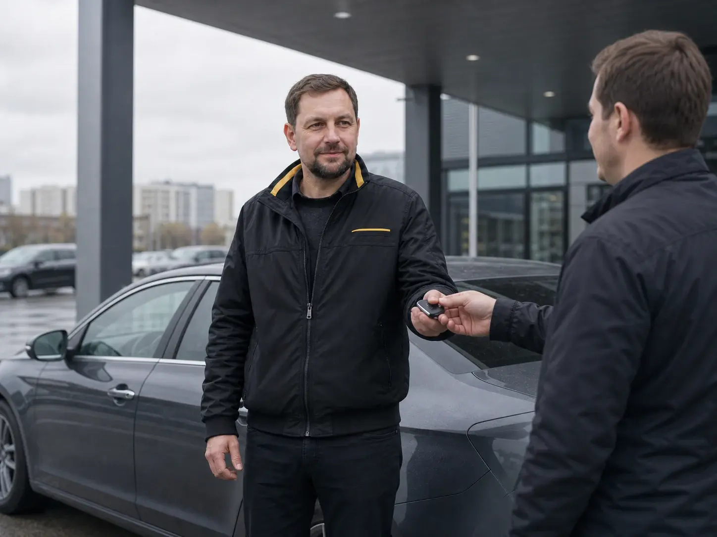 Водитель получает ключ от автомобиля