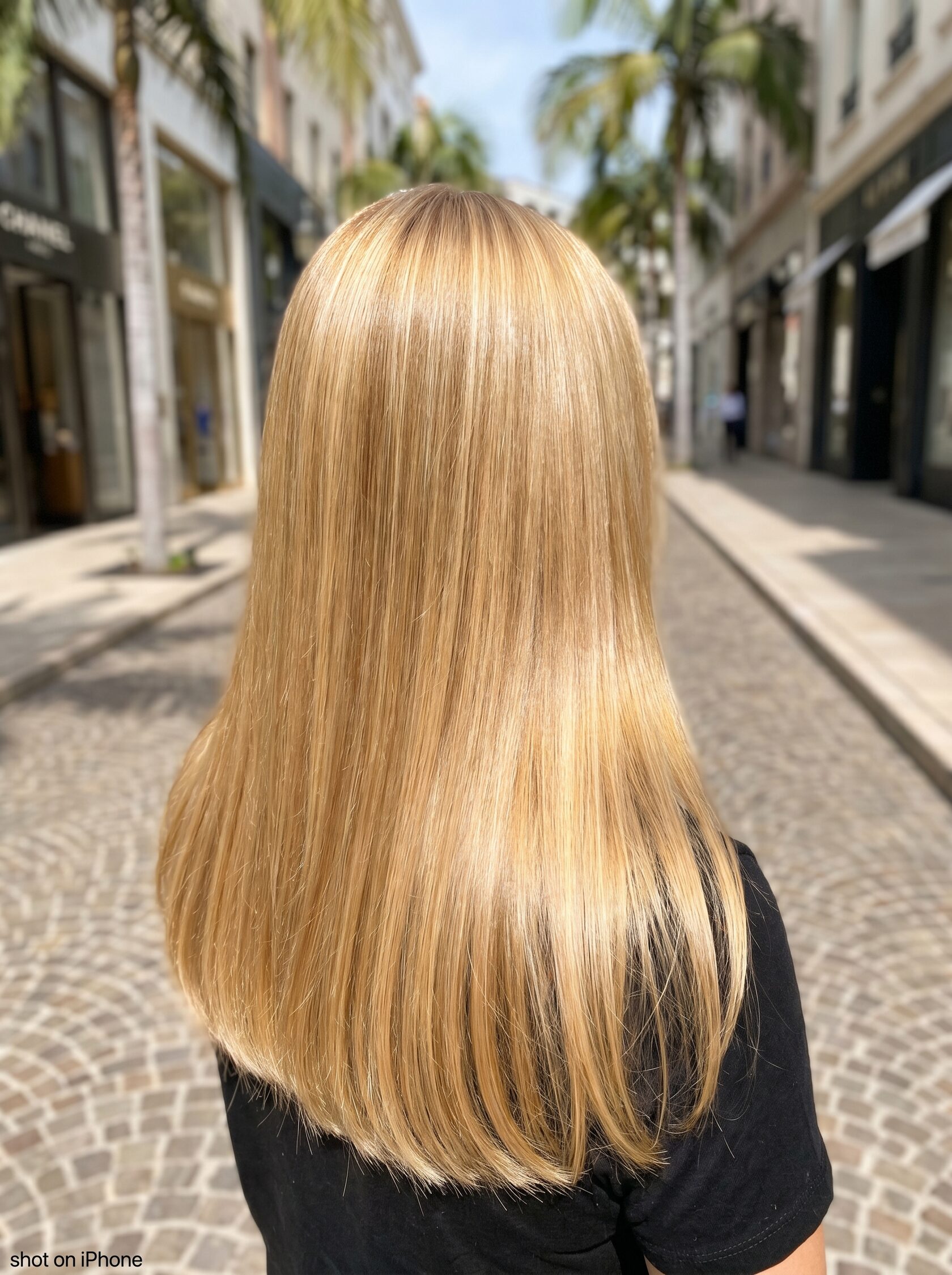золотистый блонд на прямых волосах