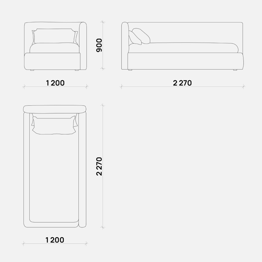 Современная кровать Simple Form Wall с размерами 120x227 см, минималистичный дизайн, идеально подходит для спальни, компактный и стильный вариант для экономии пространства.