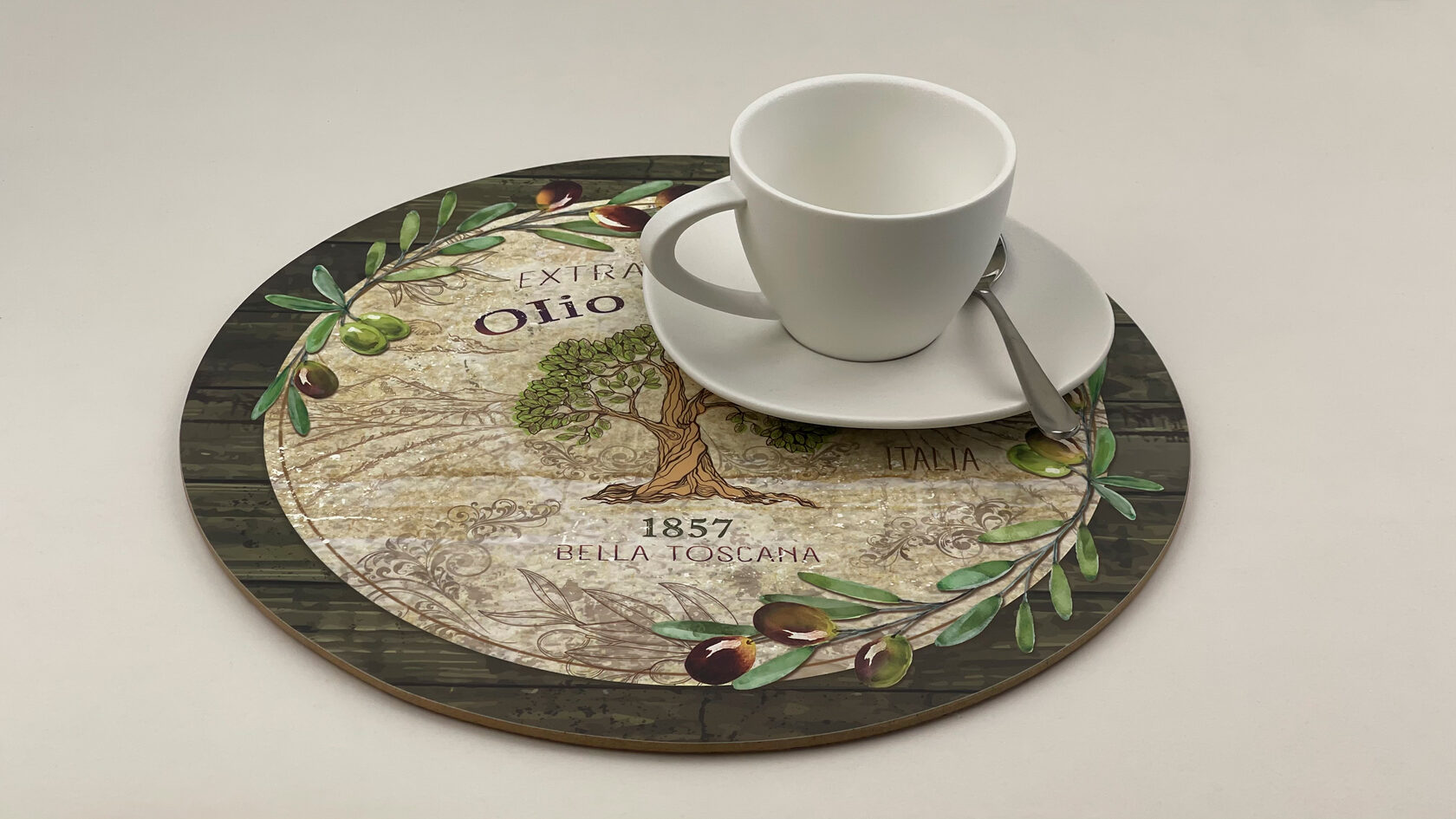 Салфетки сервировочные круглые из пробки "Благодатная олива"