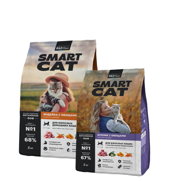 Два сухих корма Smart Cat