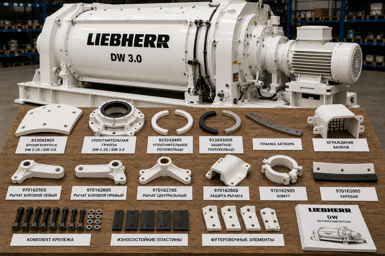 Запчасти Liebherr DW: броня, лопасти и уплотнительные элементы