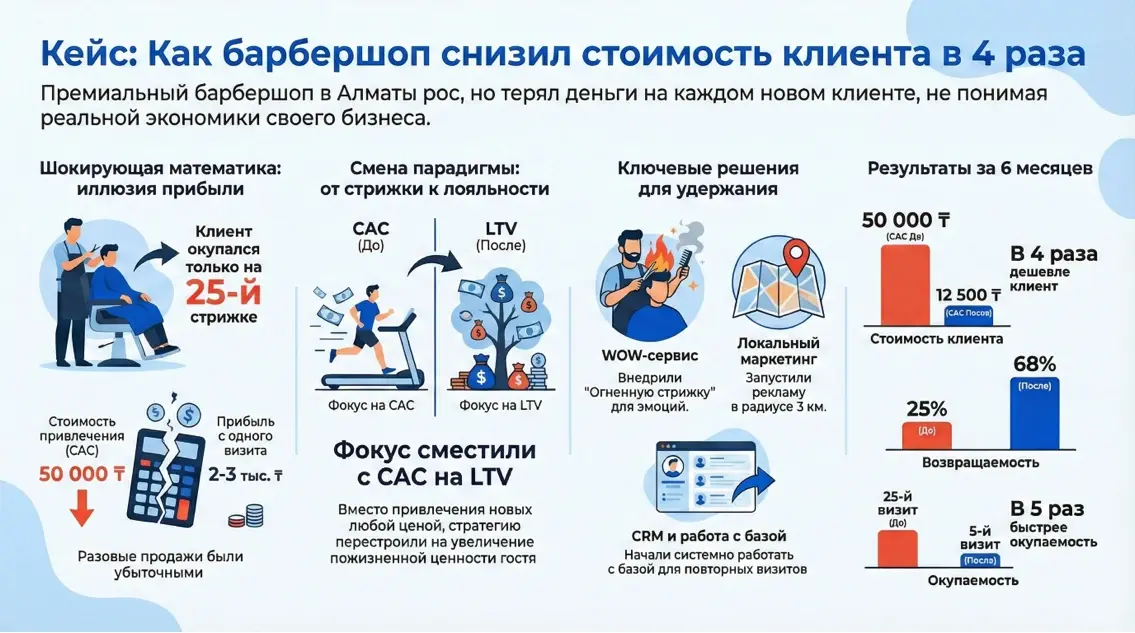 Инфографика: результаты кейса по переходу от стратегии разовых продаж к увеличению пожизненной ценности клиента
