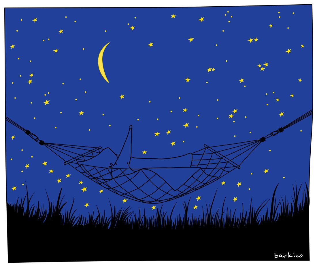 Krys in a hammock under the stars