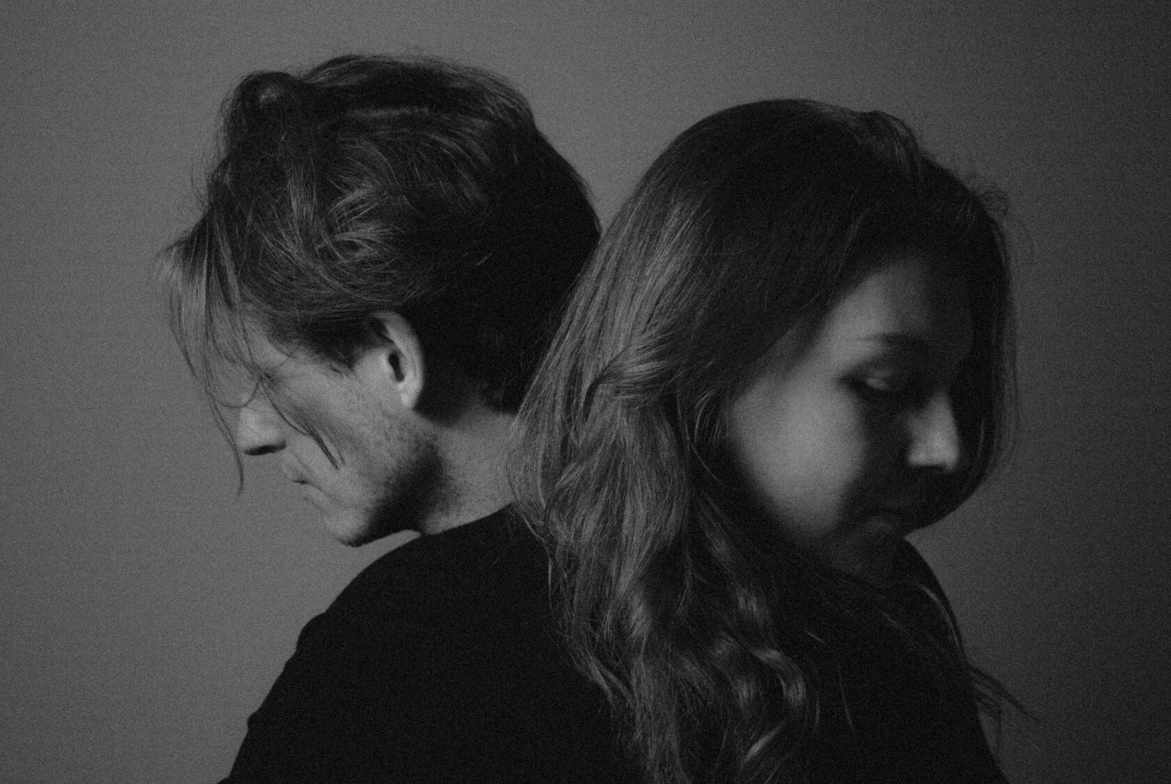 Intimate couple moody