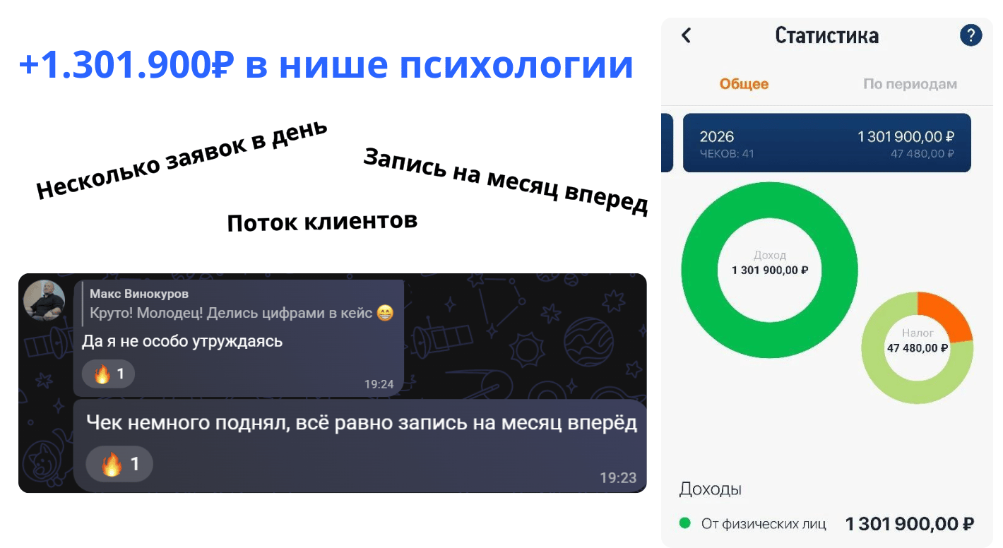 Отзыв ученика со скриншотом дохода