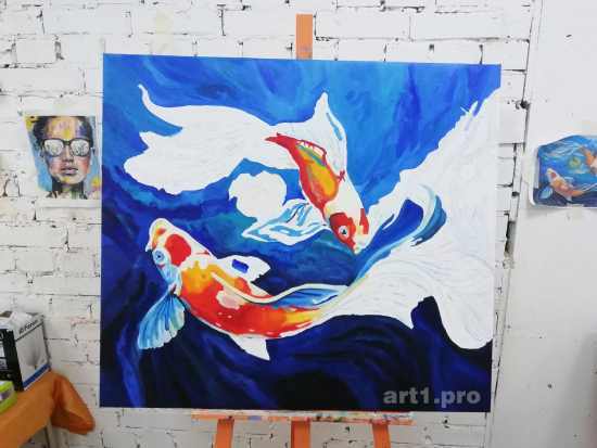 синяя картина на заказ