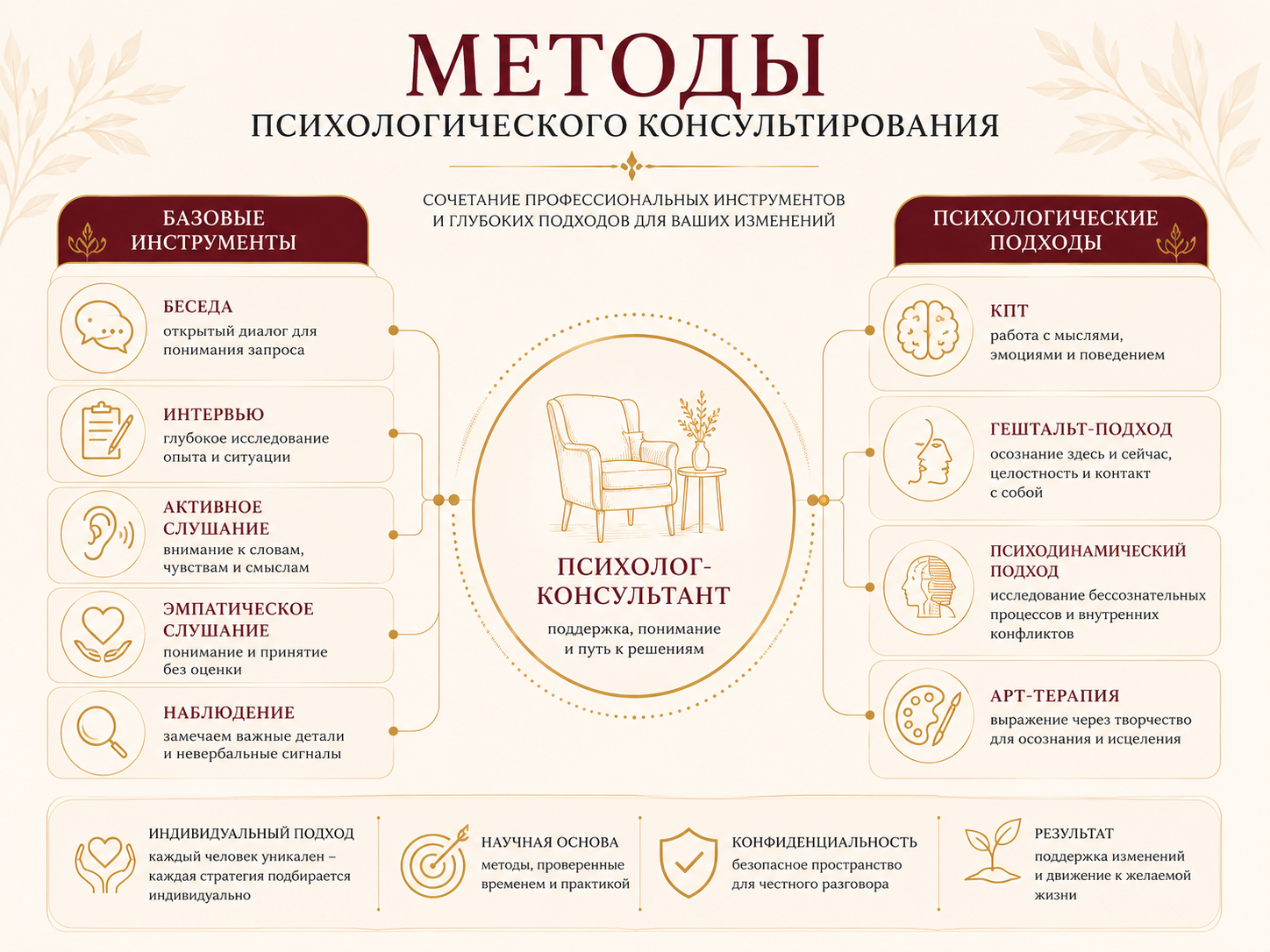 инфографика «Методы психологического консультирования»