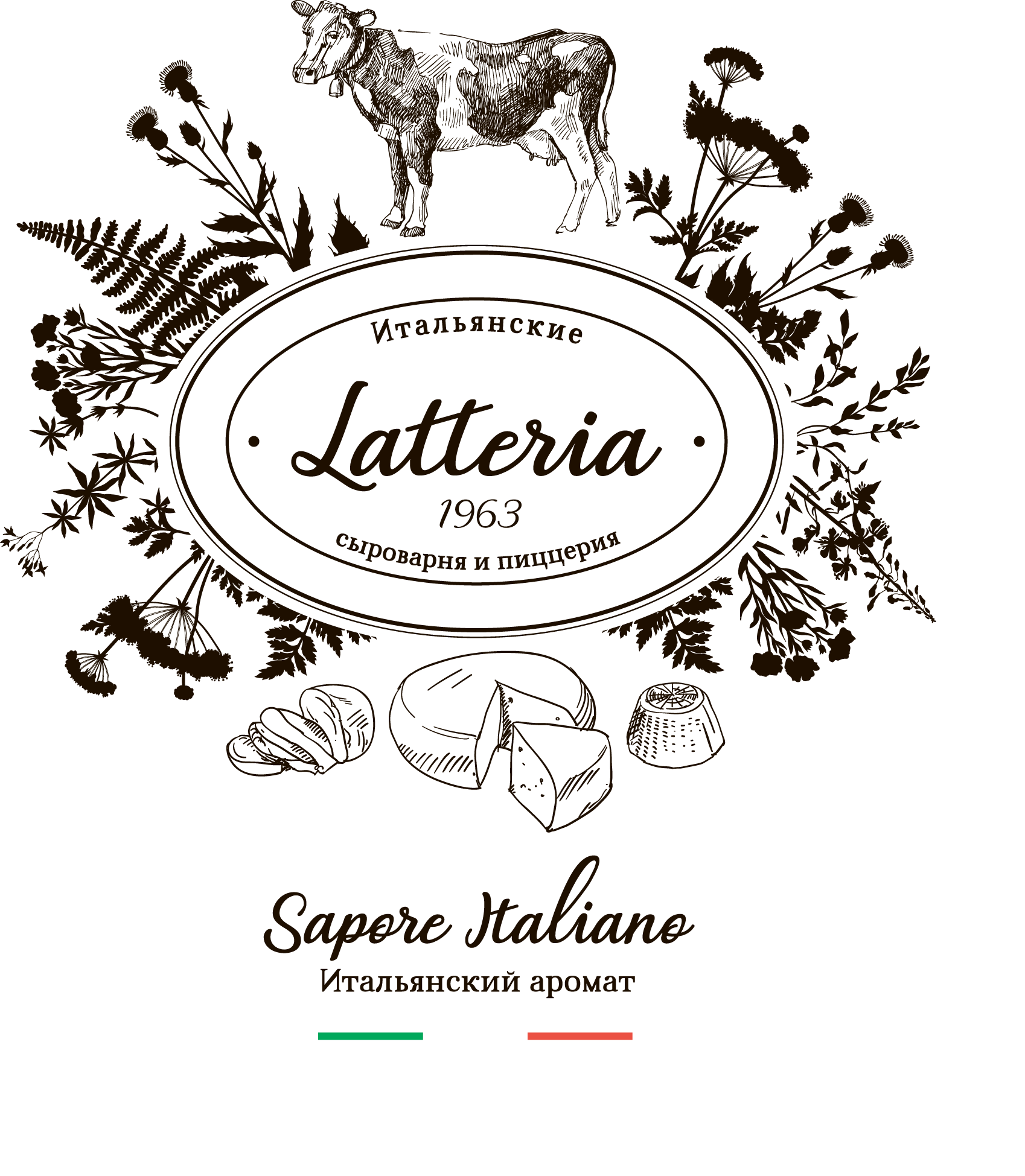 Логотип итальянской сыроварни и пиццерии