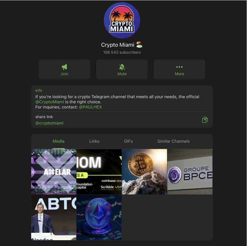 crypto miami telegram channel