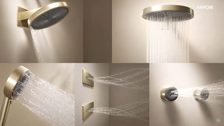 4 функции золотой душевой системы ARROW