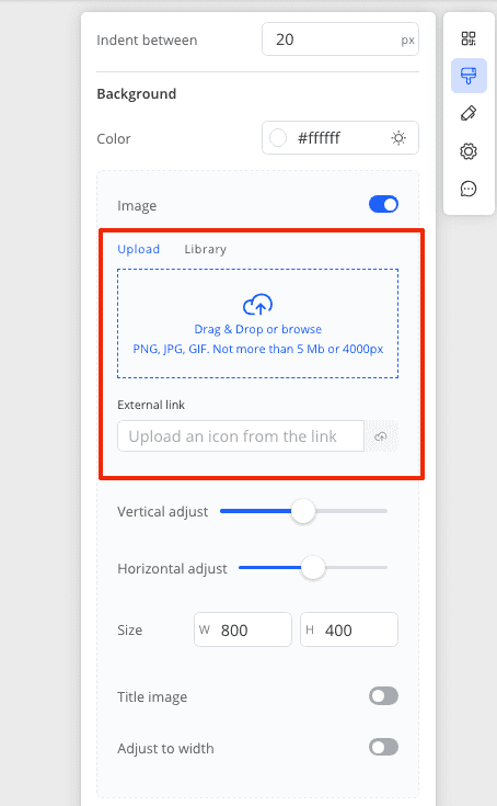 Upload or choose image for section background