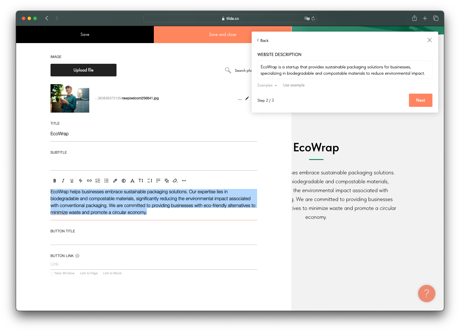 Generate Website Copy By Using AI Artificial Intelligence On Tilda ...