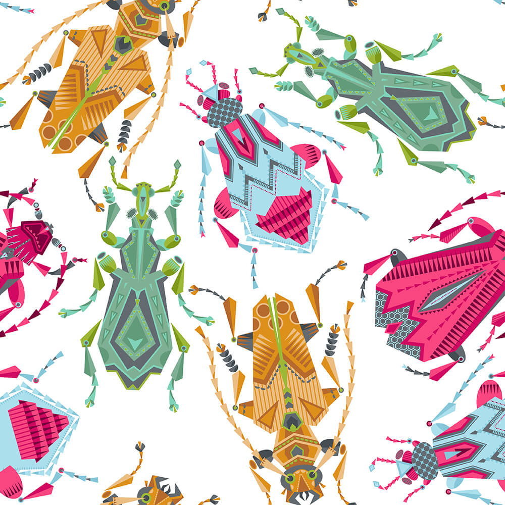Жуки в геометрическом стиле. Паттерн