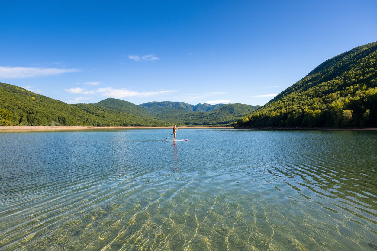 Гладкое зеркало воды прекрасно подходит для сапсерфа