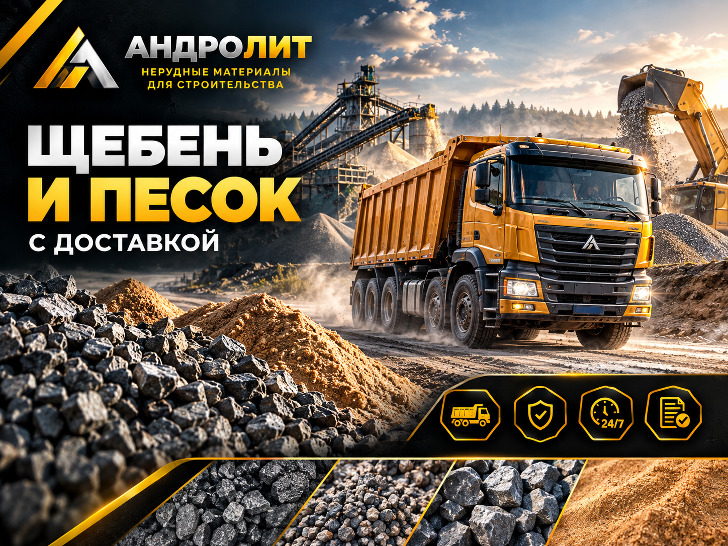 Покупка песка и щебня оптом в Москве и Московской области